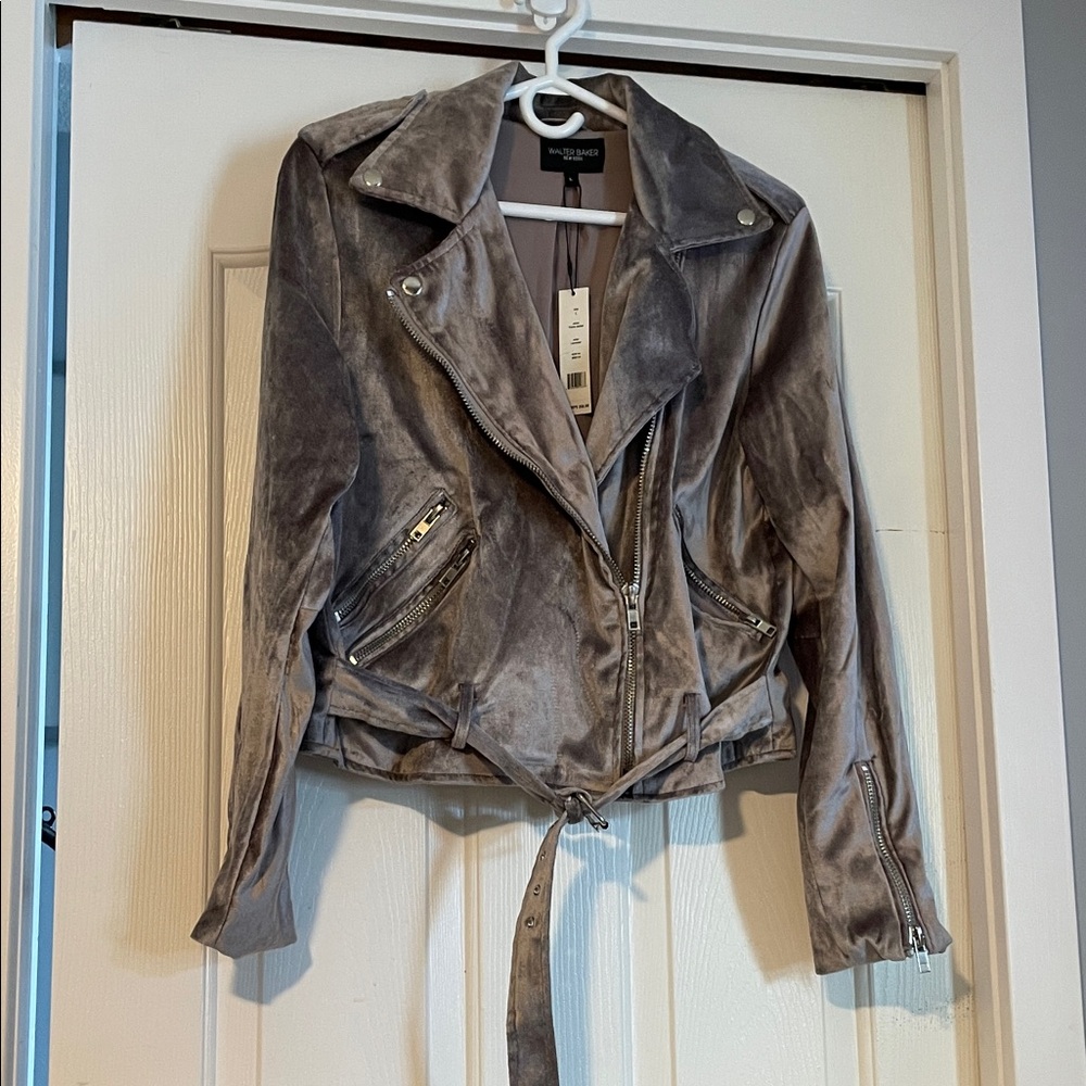 Walter Baker Lavender W30114 Travis Moto Jacket with Belt